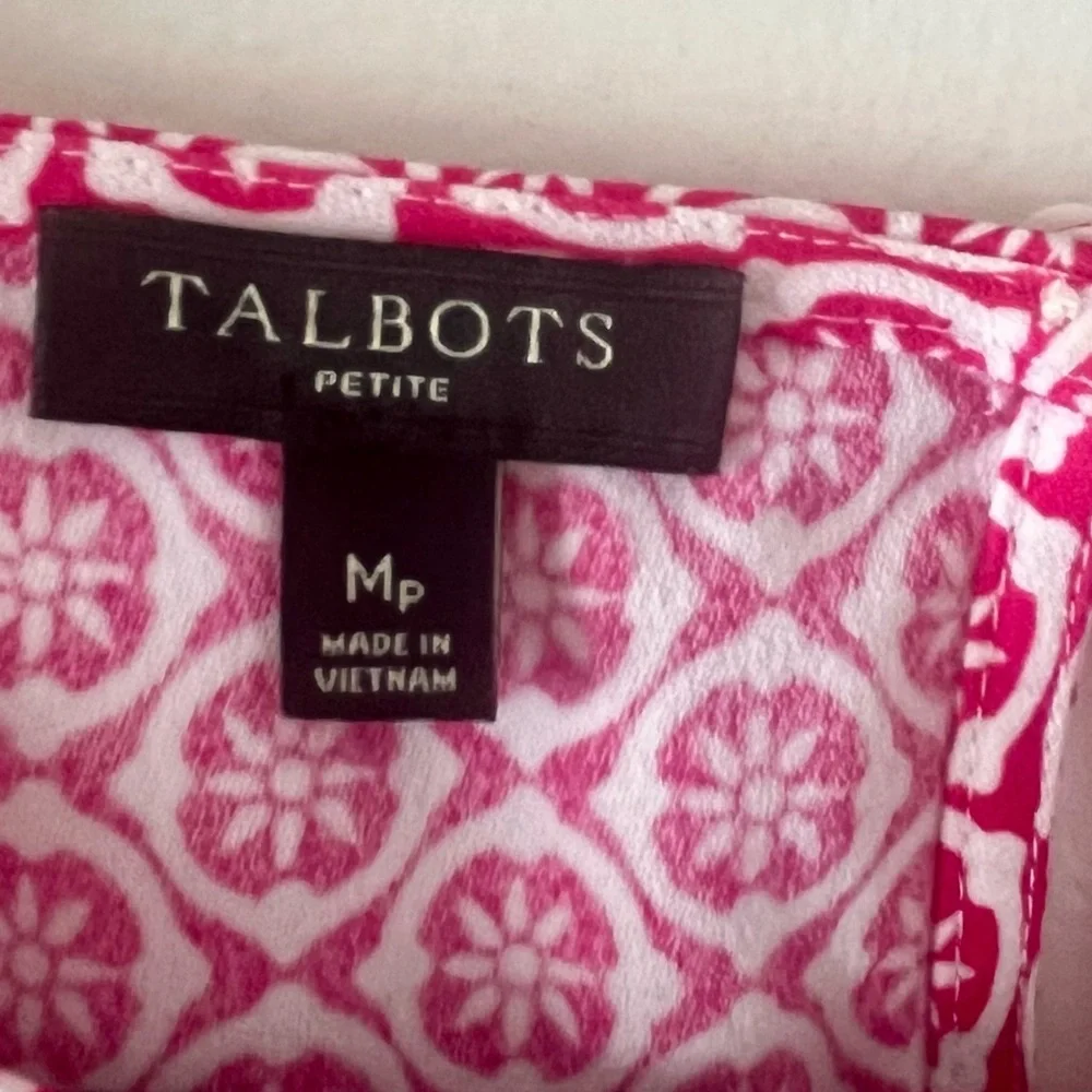 Talbots Pink and White Tie Front Top - Picture 5 of 6